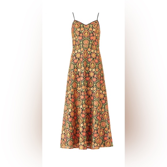 EUC ML Monique Lhuillier- Fully Embroidered Midi Dress. Size 2